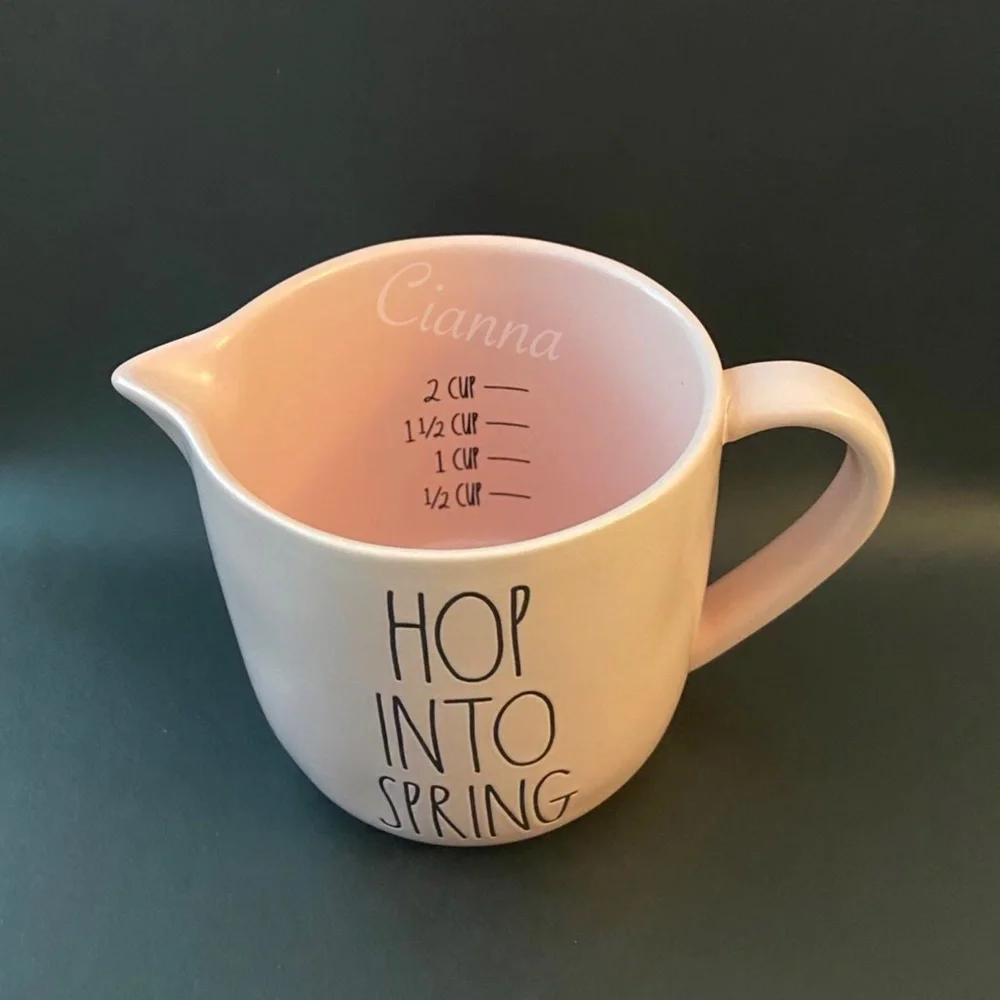 Rae Dunn Pink Hop Into Spring Measuring Cup